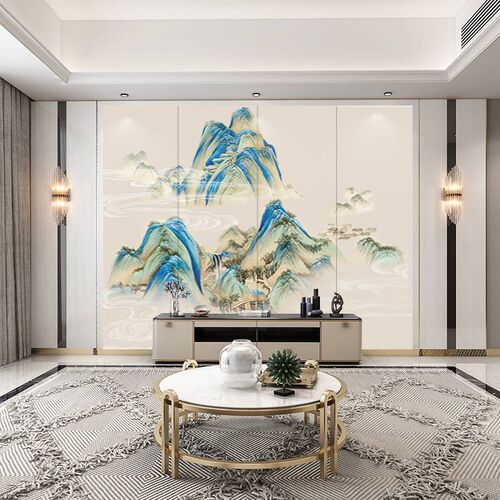 定制新中式刺绣硬包背景墙客厅酒店床头软包主卧室床头护墙板装饰
