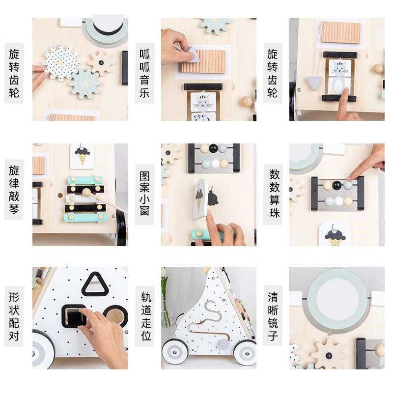 儿童木制玩具车木质月亮小推车防侧翻宝宝手推学走路婴幼儿学步车