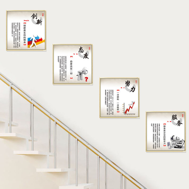 公司楼梯间装饰画现代简约企业文化励志挂画办公室背景墙壁画过道