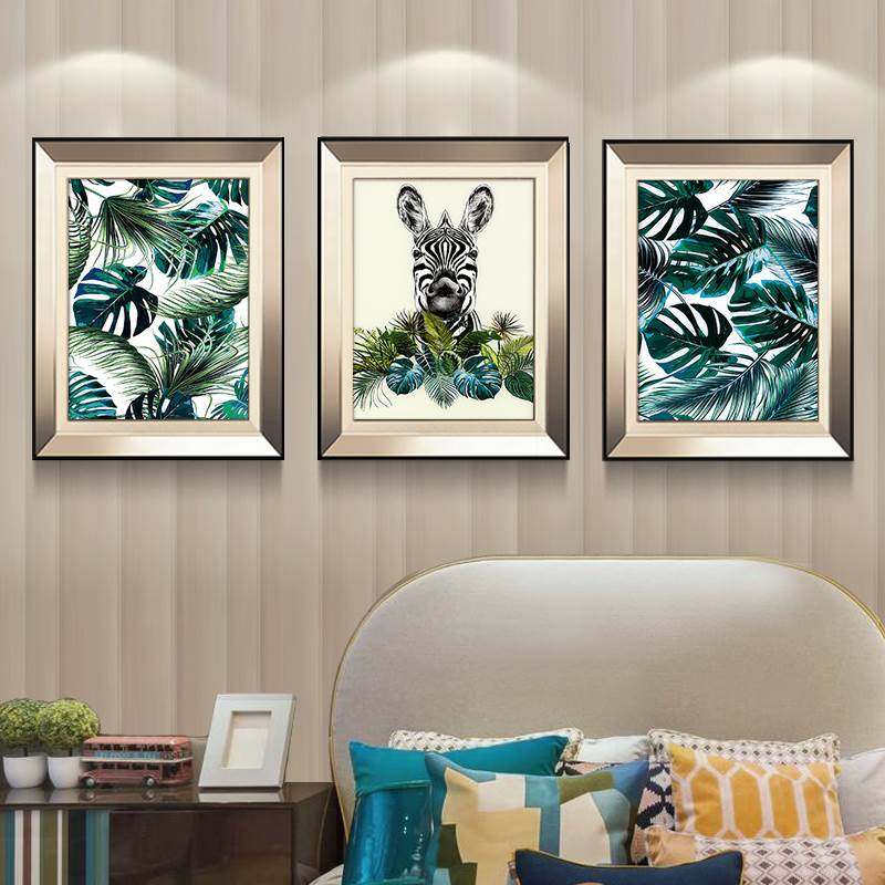 儿童房装饰画现代美式动物挂画饭厅植物壁画欧式客厅卧室床头挂画