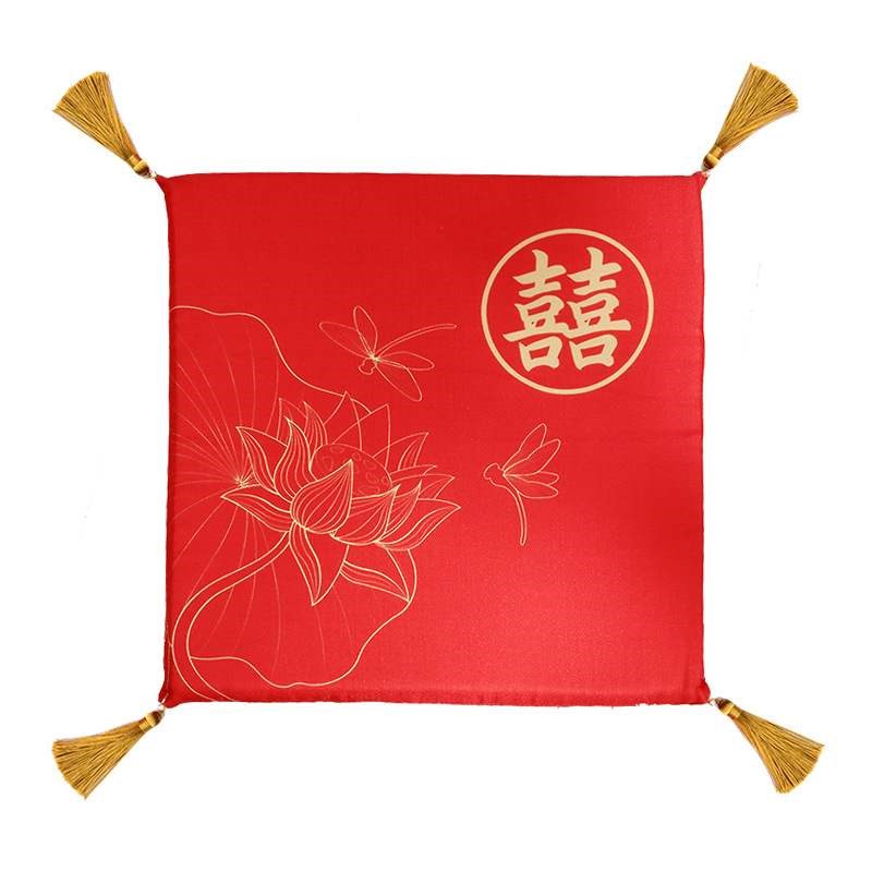 婚庆用品中式婚礼新郎新娘敬茶跪垫新人拜堂绒布喜字垫坐福垫