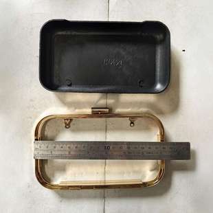 180*107浅金手袋抓钱银斜挎真皮晚装包上用口金五金铁侧口铰夹