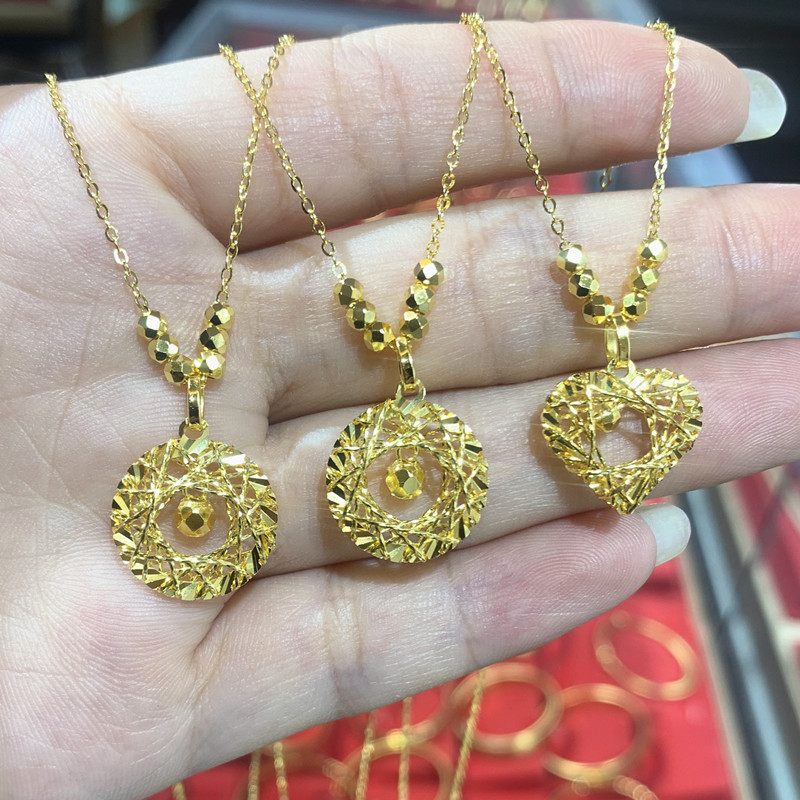 999足金包银织梦网 莫比乌斯环黄金色项链女款吊坠生日礼物送女友