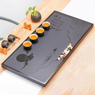泡茶盘天然家用茶海茶托黑金石茶盘石盘 整块乌金石茶盘茶桌嵌入式