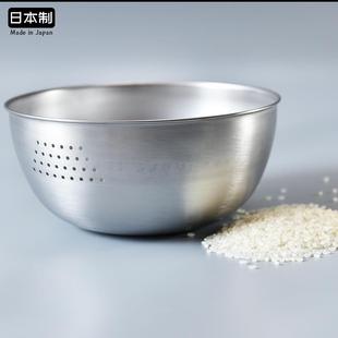 日本进口下村不锈钢大碗洗菜篮水果沥水漏水盆家用淘米盆洗米神器