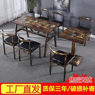 經(jīng)濟(jì)型快餐桌椅復(fù)古主題餐廳小吃燒烤大排檔飯店面館火鍋桌椅組合