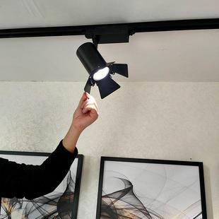 店射燈超亮led軌道燈遮光cob導軌燈店鋪商用防眩工業風 四葉片服裝