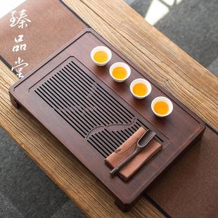 竹制储水茶盘功夫茶具抽屉式 臻品堂 排水茶托盘家用大号茶台茶海
