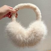 百搭保暖可折叠防冻户外护耳耳套骑行 时尚 德国毛绒耳罩女款 冬季