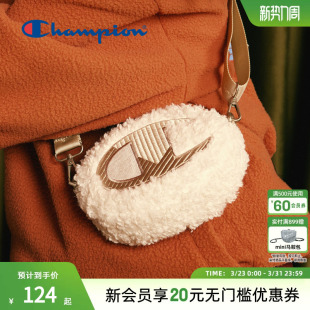 champion冠军秋冬毛绒mini圆饼包手机包可爱校园女士斜挎包