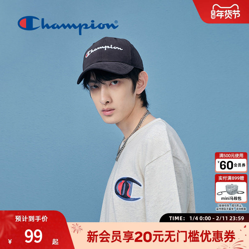 Champion冠军棒球帽情侣美式红鸭舌帽秋冬男女遮阳经典草写l