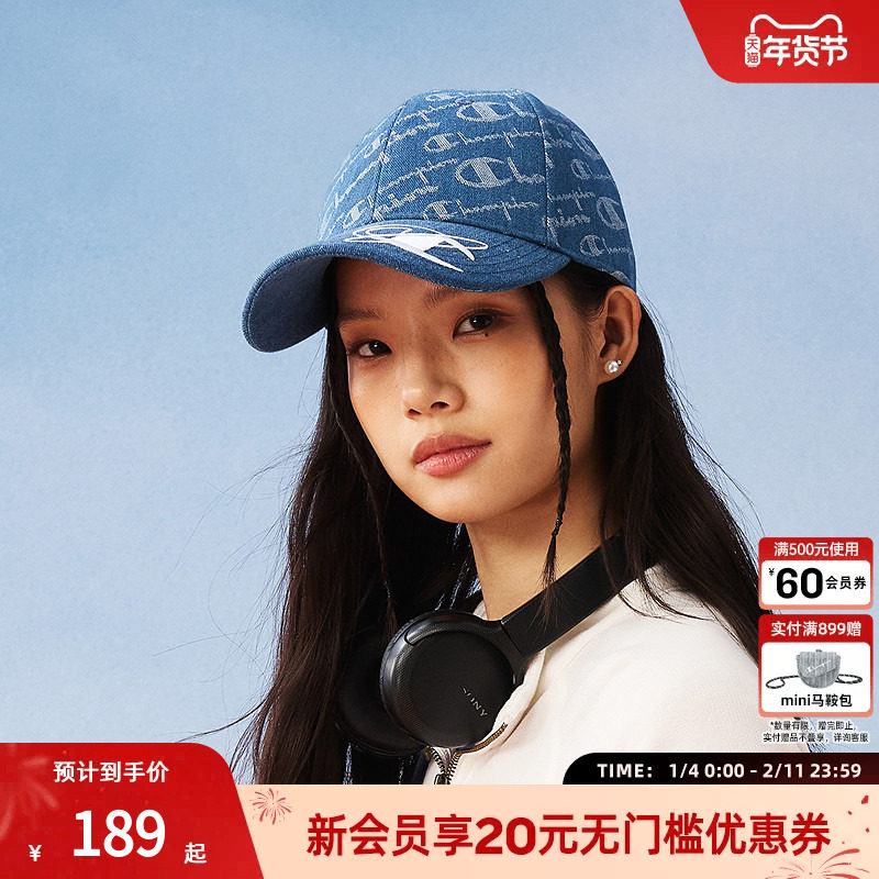 Champion冠军棒球帽秋冬牛仔老花男女情侣户外休闲鸭舌帽子遮