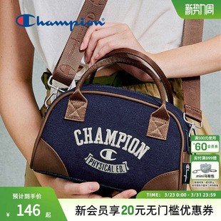 Champion冠军通勤波士顿包保龄球包单肩手提包女斜挎小包牛仔包