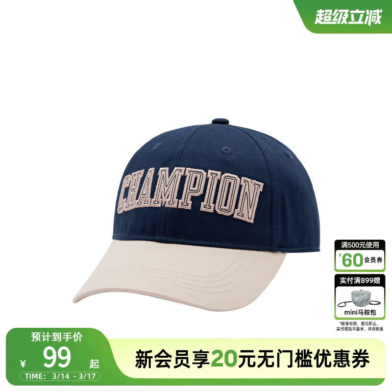 Champion冠军棒球帽女拼色美式复古休闲鸭舌帽男士遮阳帽官方