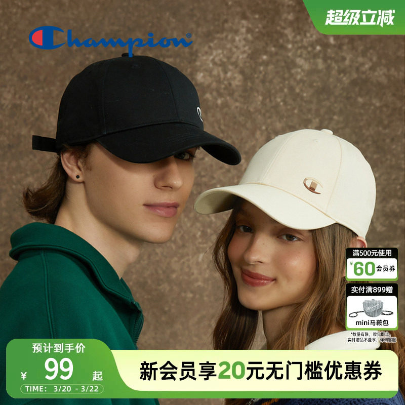 Champion冠军刺绣棒球帽鸭舌帽女夏季美式复古学院时尚遮阳男