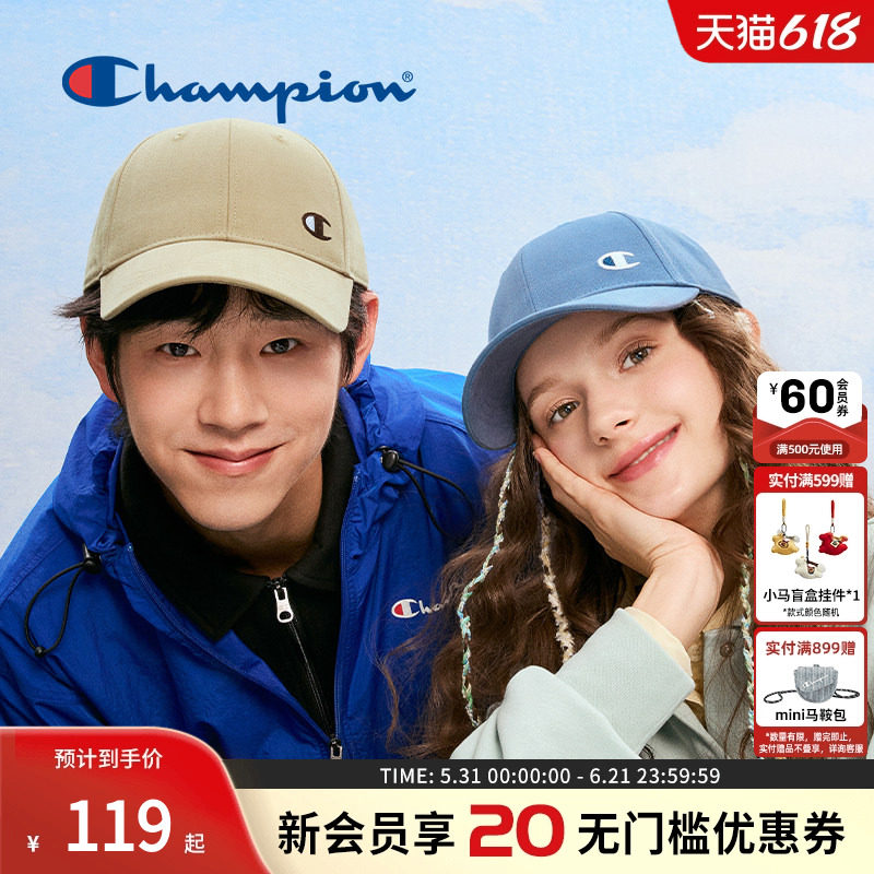 Champion冠军新款棒球帽男女情侣休闲鸭舌帽子侧C复古logo春夏