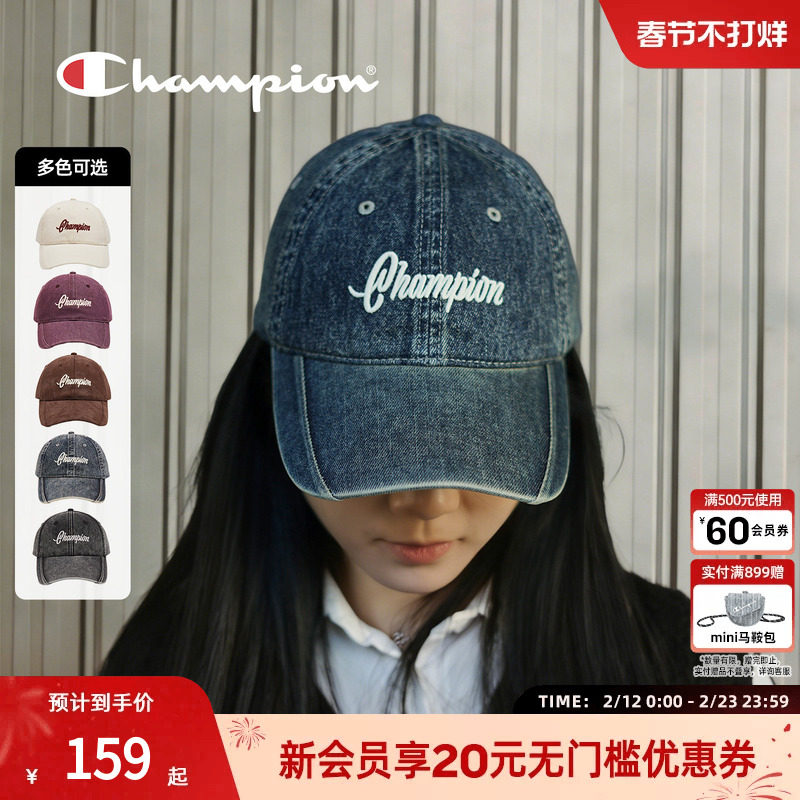 champion冠军25秋季新款棒球帽女潮流水洗牛仔复古百搭鸭舌