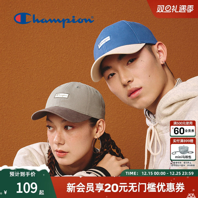 Champion冠军秋季棒球帽休闲情侣潮流鸭舌帽美式弯檐软顶男女