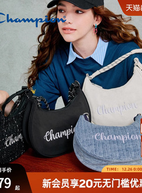 Champion冠军官方月牙包女腋下包纯色刺绣字母单肩斜挎背式两用包