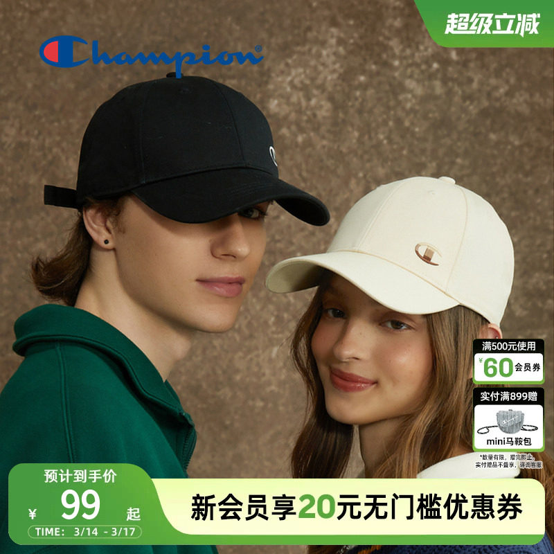 Champion冠军刺绣棒球帽鸭舌帽女夏季美式复古学院时尚遮阳男