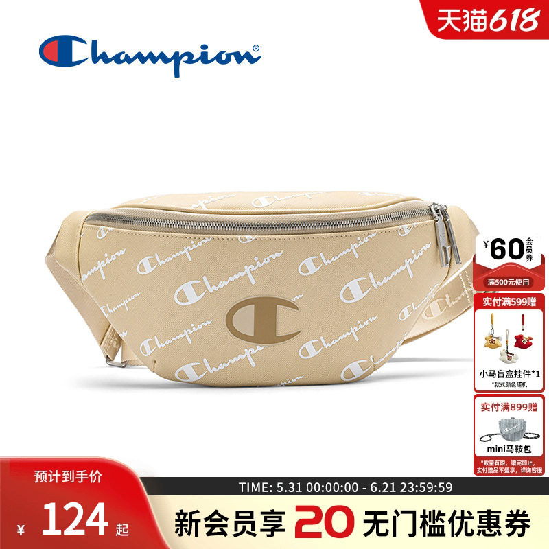 Champion冠军官方腰包满印老花女斜挎包包休闲胸包男复古上班通勤