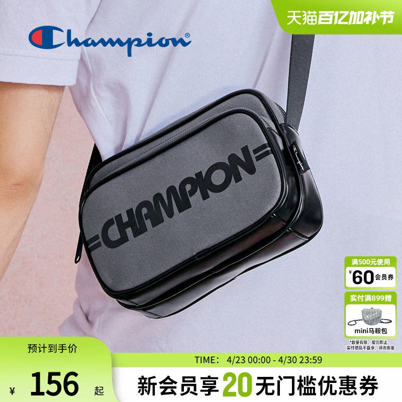 Champion冠军官方单肩包男多口袋相机包休闲斜挎背式两用包包黑色
