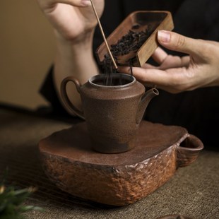 灰念酱釉灵山壶 手工古风泡茶壶复古陶瓷茶壶家用手工单壶茶具