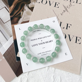 祈灵晶天然东陵玉釉玉隔片叠戴原创设计款绿色系手串小清新