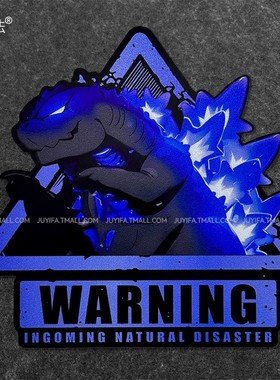 蓝色哥斯拉车贴2025网红新款摩托电动车行李箱电脑汽车贴纸高级感