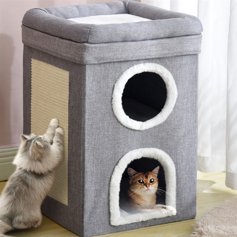 冬天室外冬季保暖封闭式r双层多层树洞猫窝多猫家庭别墅剑麻桶猫
