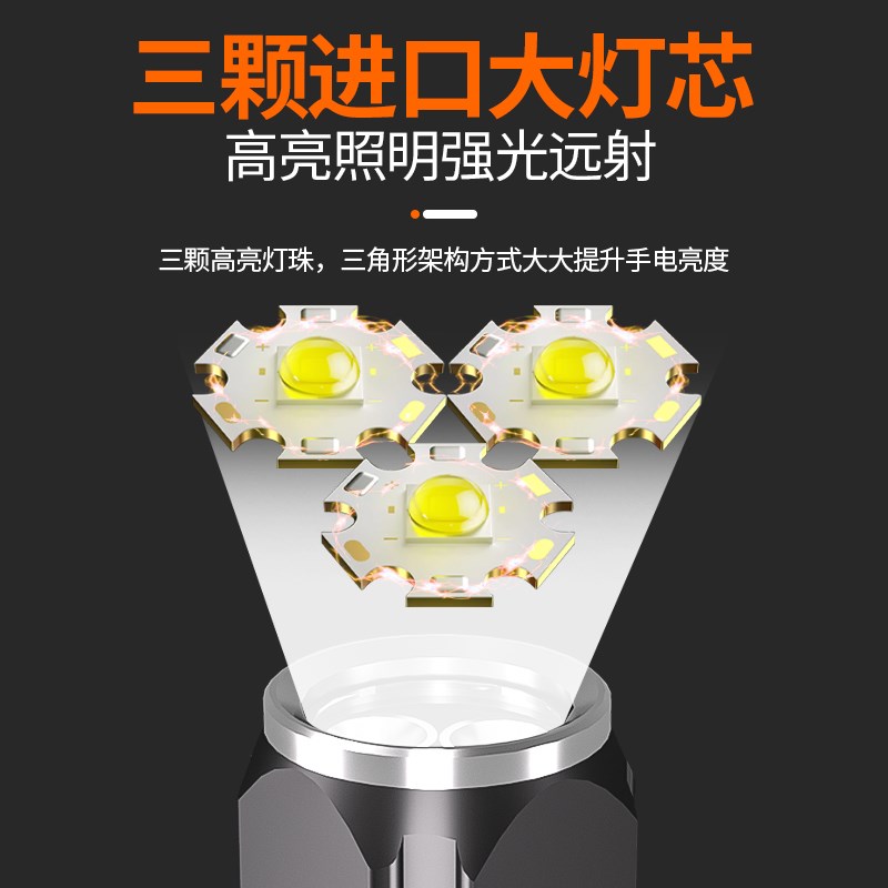 照知了猴强光手电筒2025新款户外超亮大容量超长续航可充电金蝉灯