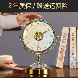 轻奢贝壳座钟高颜值桌面摆件台式 饰台钟 时钟表高级欧式 家用客厅装