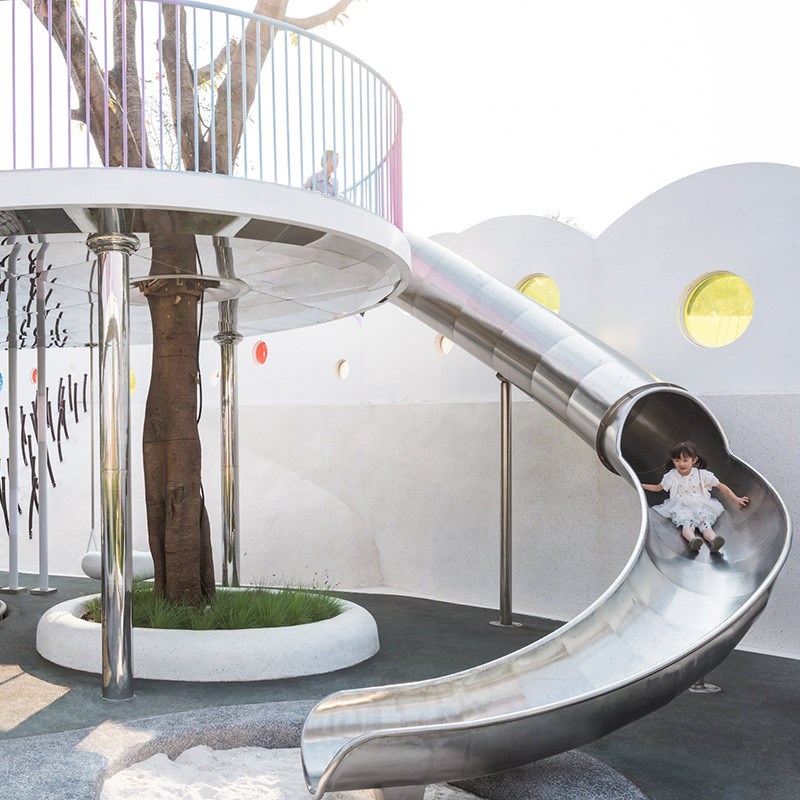 定制不锈钢滑梯户外无动力游乐设备室外儿童游乐场设施公园幼儿园