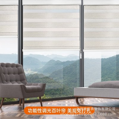 智能家居产品电动柔纱帘罗马帘双层遮光卷帘百叶窗免打孔
