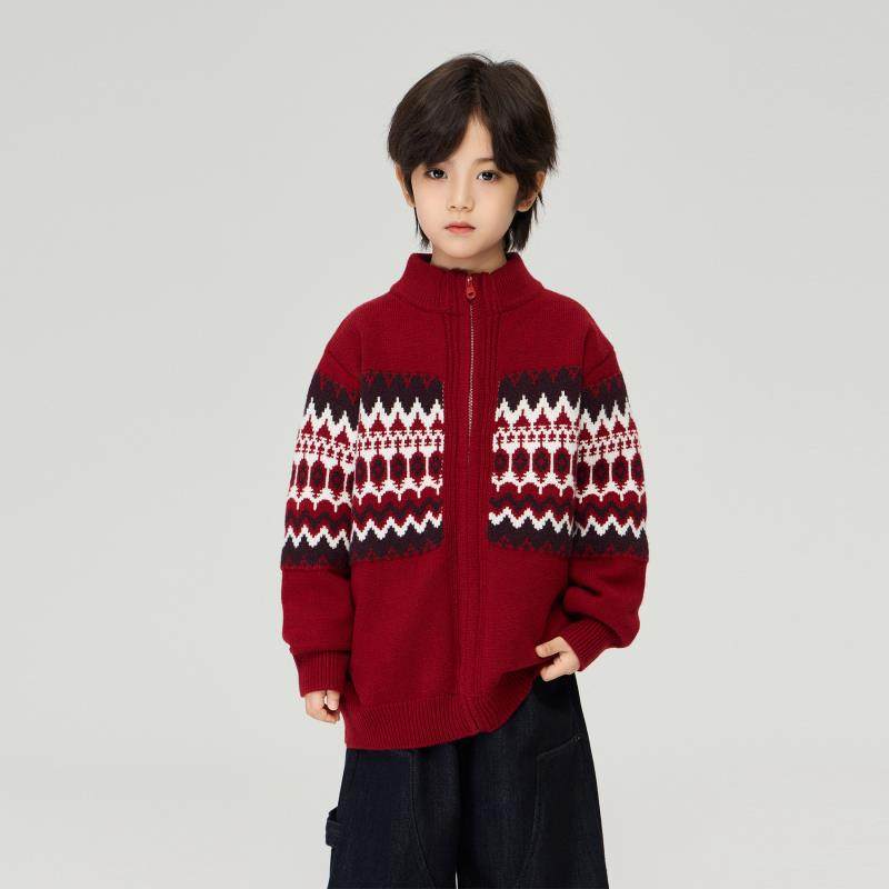 2026冬款儿童喜庆新年红圣诞针织衫男女中大童费尔岛提花加厚毛衣,童装/婴儿装/亲子装,毛衣/针织衫,淘宝优惠券,粉丝福利购,淘宝优惠卷