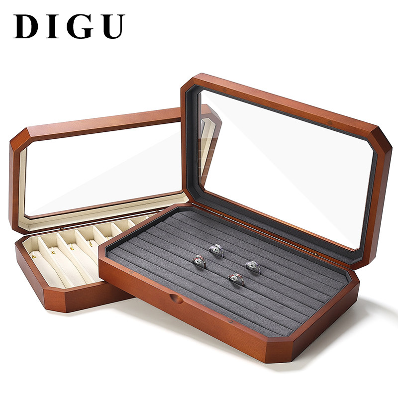 狄古戒指盒实木饰品手链盒专用耳环耳饰手镯项链展示盒首饰收纳盒