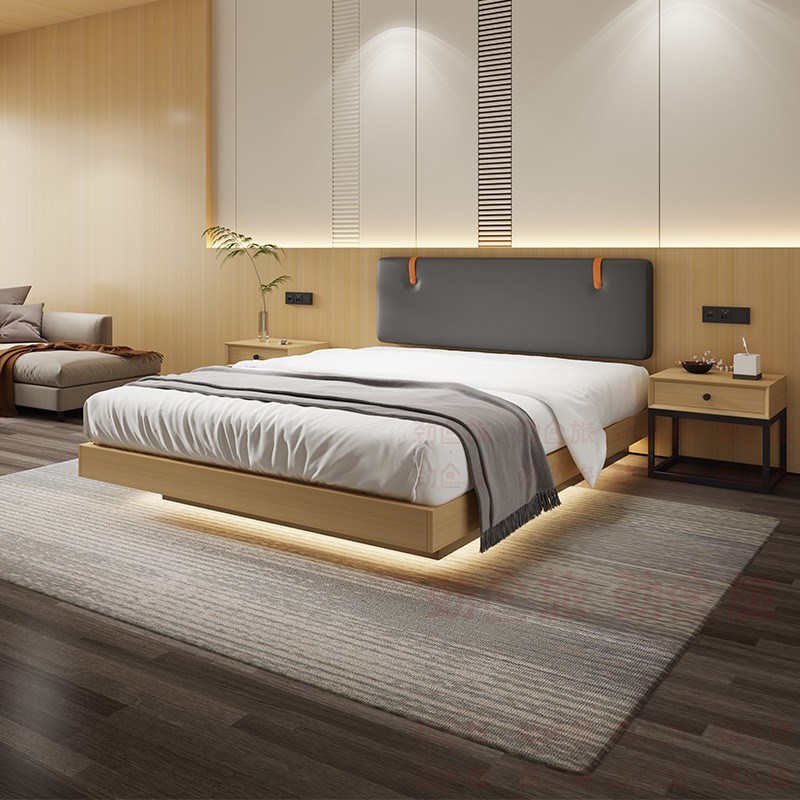 酒店家具标间全套宾馆专用床民宿公寓客房单人双人多层板定制工厂