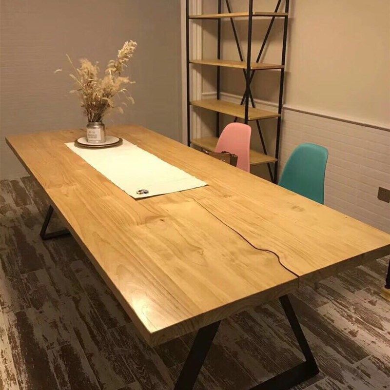 北欧loft个性办公桌设计师会议桌工业风实木餐桌创意长桌简约饭桌