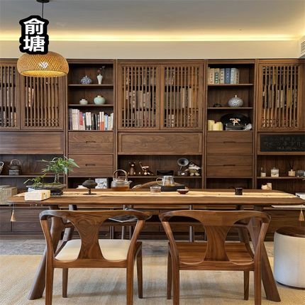 俞塘实木茶桌家用客厅新中式禅意现代简约茶台办公室阳台泡茶桌椅