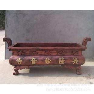 厂家定制八龙柱寺院纯铜大型香炉长方形平口纯铜大香炉