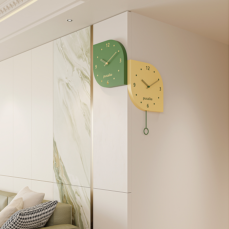 新款钟表挂钟客厅大气现代简约客B厅双面家用转角时钟餐厅挂墙挂