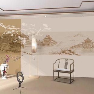 轻奢玉兰阁楼意境风卧室客厅电视背景墙壁布壁纸定制壁画 现代中式