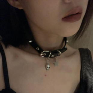 暗黑朋克y2k亚文化辣妹五角星骷髅项链chocker颈链项圈情侣万圣节