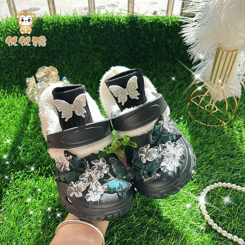 女童加棉加绒厚底拖鞋外穿家居室内秋冬款冬天冬季加厚2025年爆款