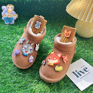 儿童驼色雪地靴女童幼儿巨好看冬季鞋防滑加绒冬鞋女款2026正流行