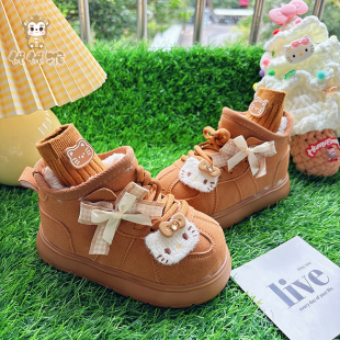 女童巨好看大头大棉雪地靴加绒2025新款冬季今年流行爆款棉鞋防寒