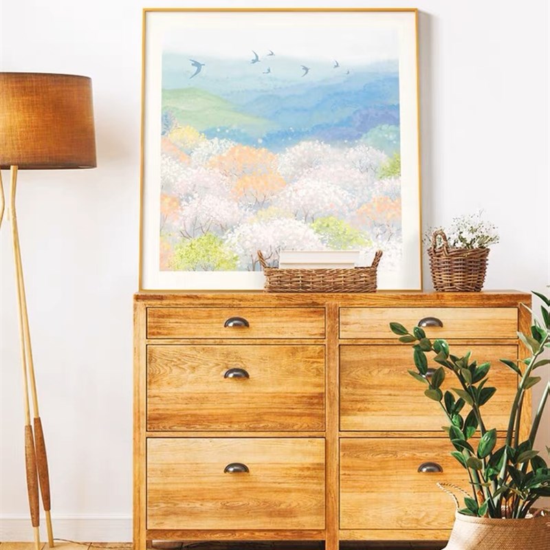 一家三口家庭玄关装饰画温馨正方形壁画客厅背景墙面壁画餐厅挂画图片