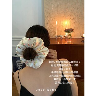 碎花真丝~桑蚕丝枕头发圈章小惠大波浪大肠发圈女扎头发发饰头绳