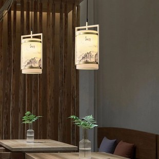 宋式美学餐饮火锅店小吊灯新款带射灯饭店玄关走廊过道卧室床头灯