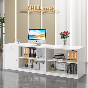 吧台前台接待台公司柜台实木前台桌服装店奶茶店美容院简约收银台